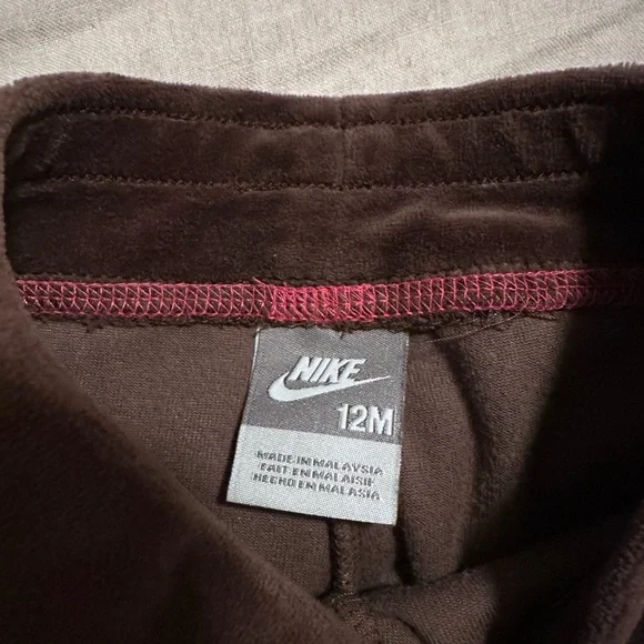Nike Brown and Pink Velour Baby Tracksuit - Picture 3 of 4